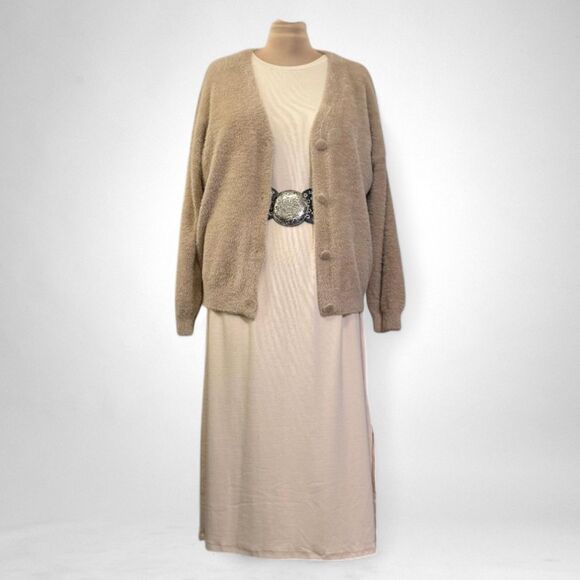 POLAGRAM Ribbed Knit Crew Neck Maxi Dress, NWT! Size 2XL - Picture 4 of 9